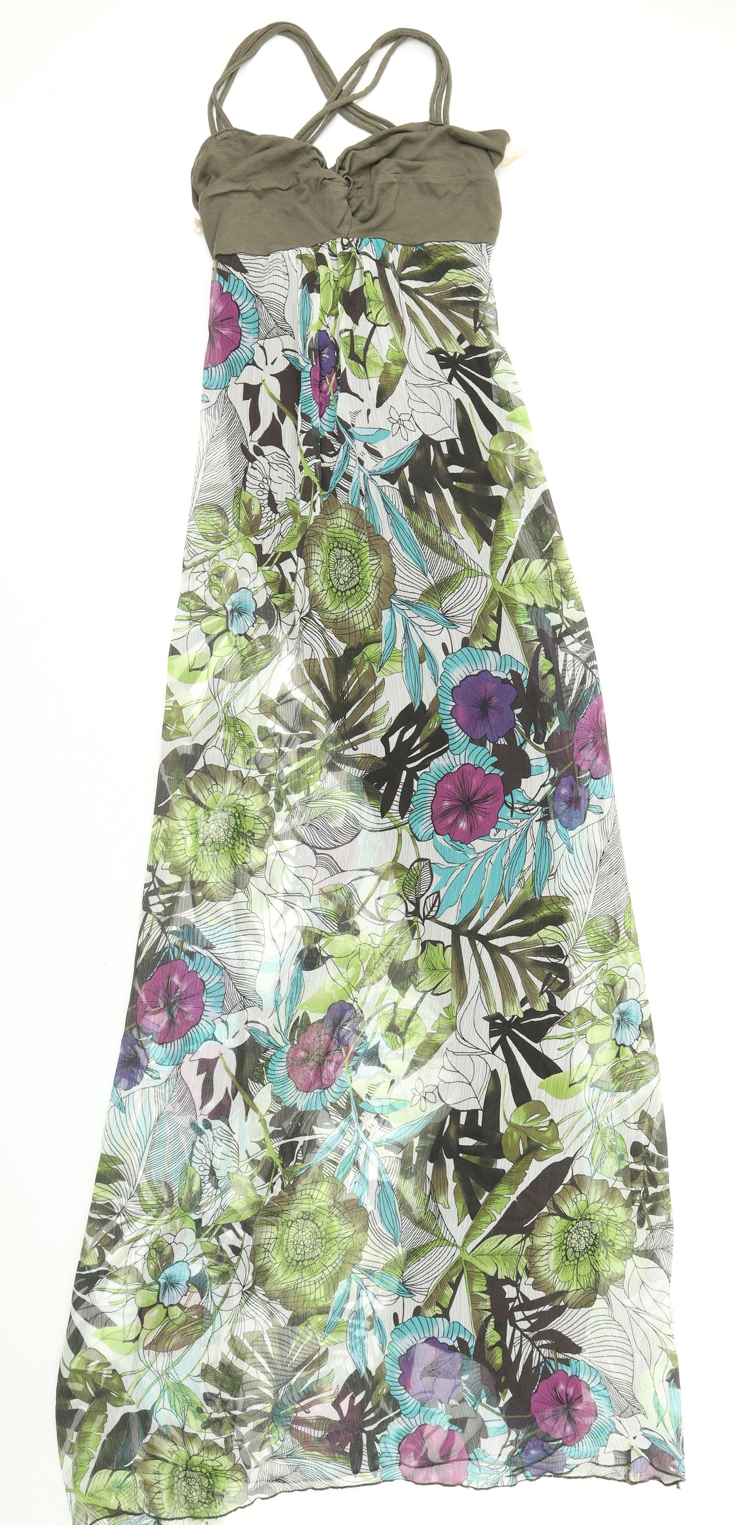 Jane Norman Womens Green Floral  Maxi  Size 12