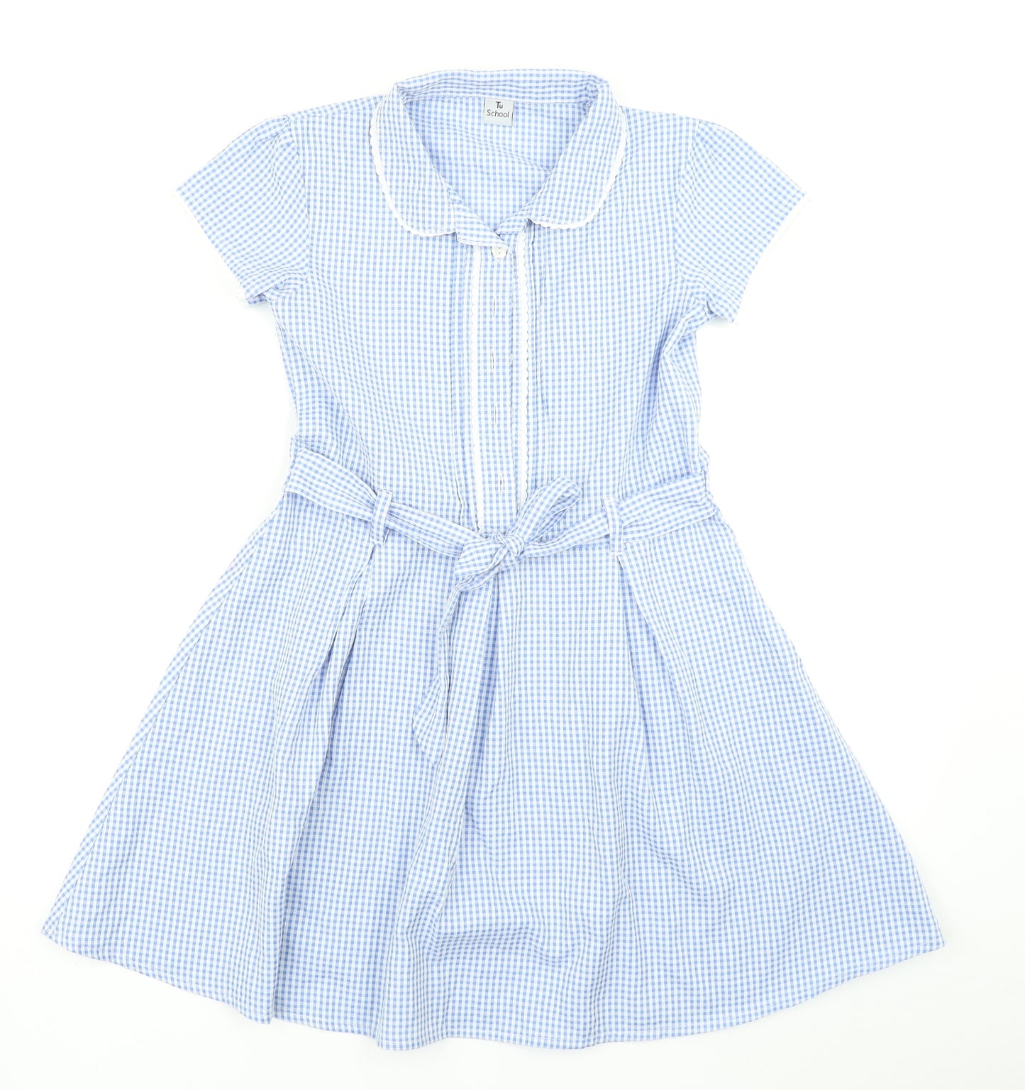 TU Girls Blue Check  Skater Dress  Size 9 Years