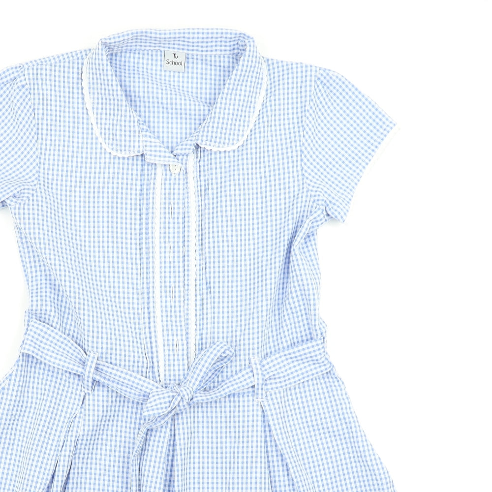 TU Girls Blue Check  Skater Dress  Size 9 Years