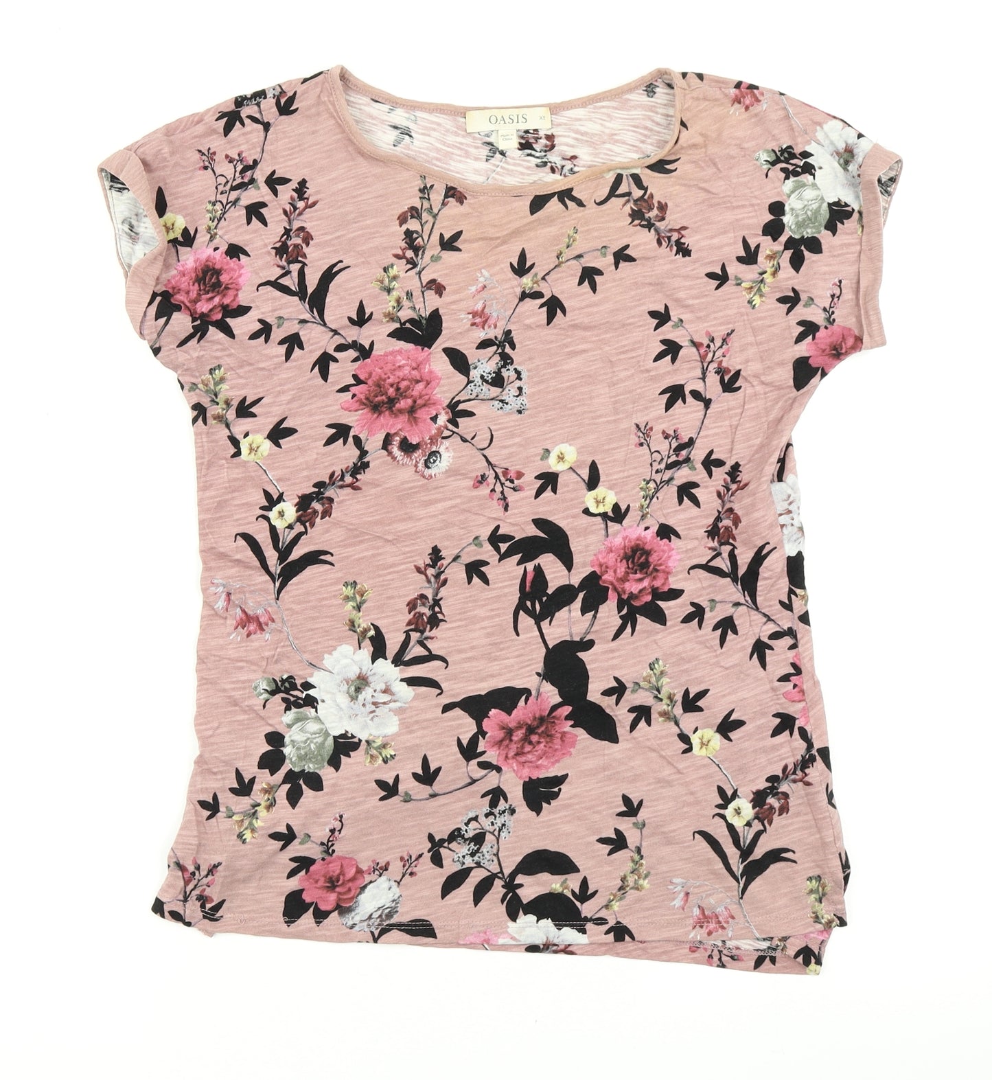 Oasis Womens Pink Floral  Basic T-Shirt Size XS
