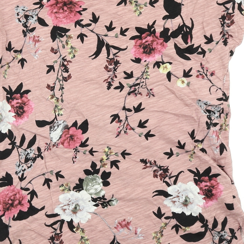 Oasis Womens Pink Floral  Basic T-Shirt Size XS