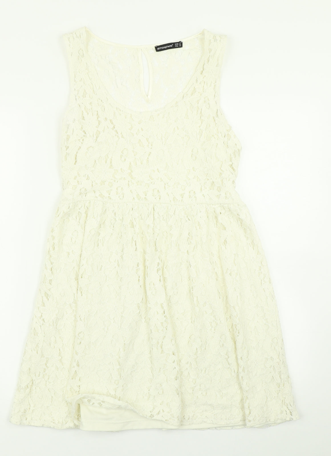 Atmosphere Womens White Floral Lace Skater Dress  Size 14
