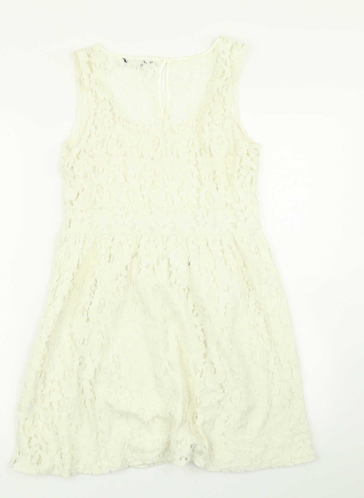 Atmosphere Womens White Floral Lace Skater Dress  Size 14