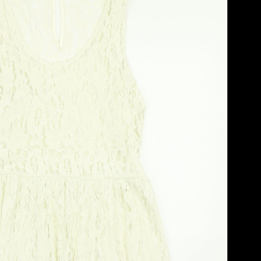 Atmosphere Womens White Floral Lace Skater Dress  Size 14