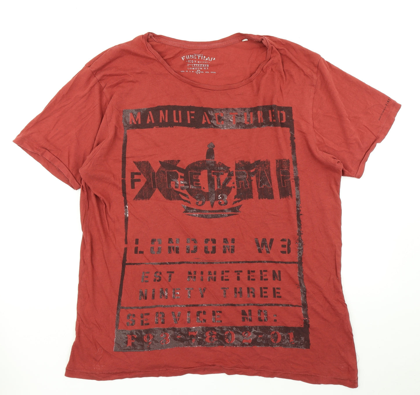 Firetrap Mens Red    T-Shirt Size XL