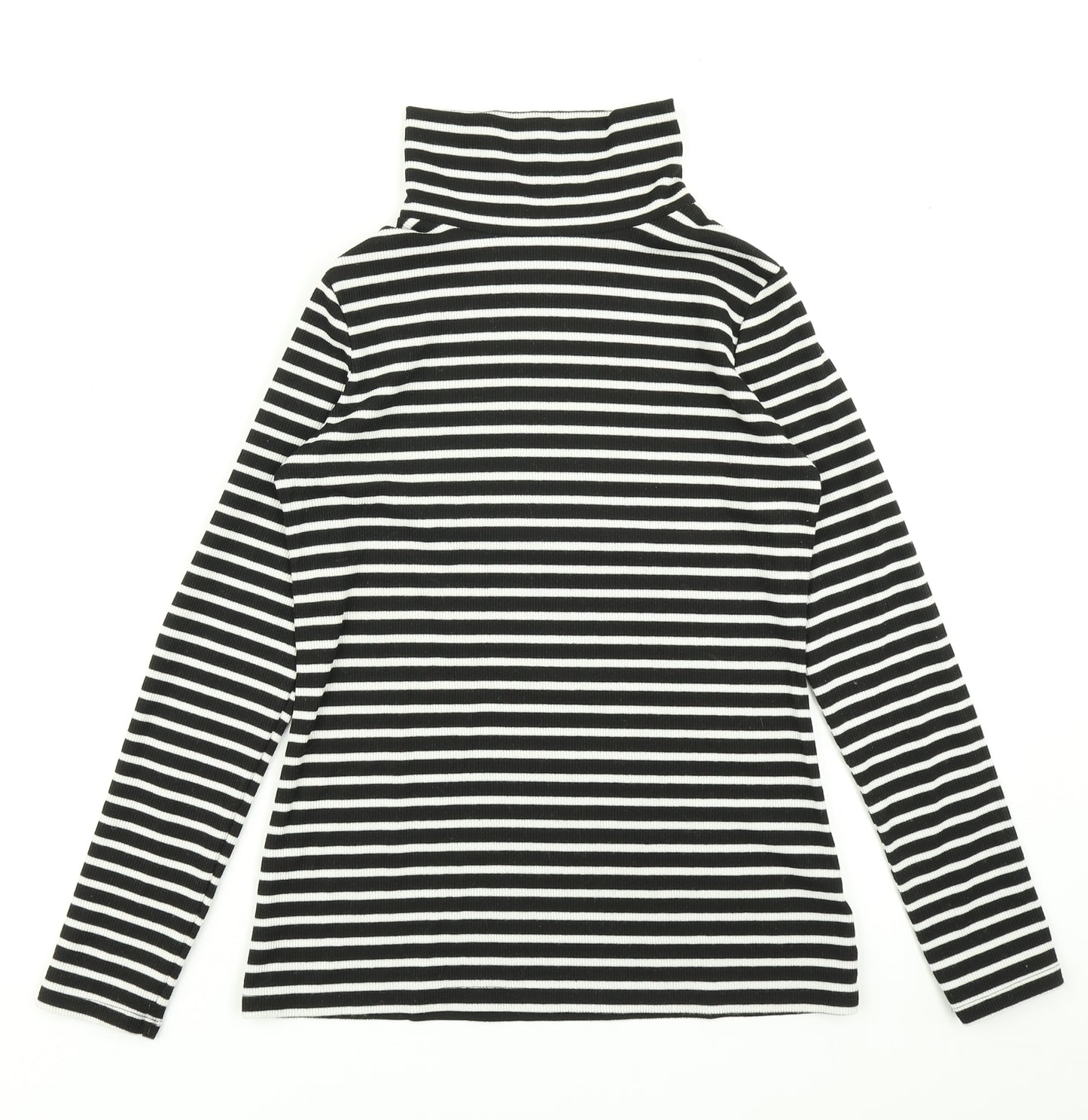 NEXT Womens Black Striped  Basic T-Shirt Size 10