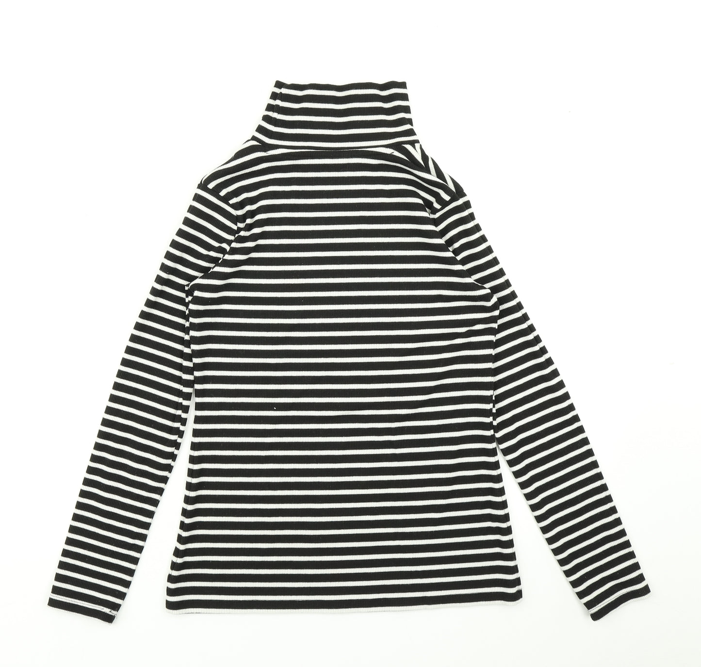 NEXT Womens Black Striped  Basic T-Shirt Size 10