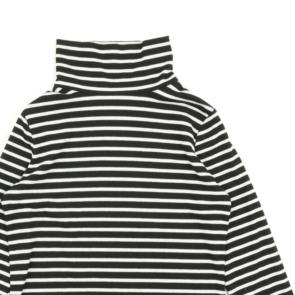 NEXT Womens Black Striped  Basic T-Shirt Size 10