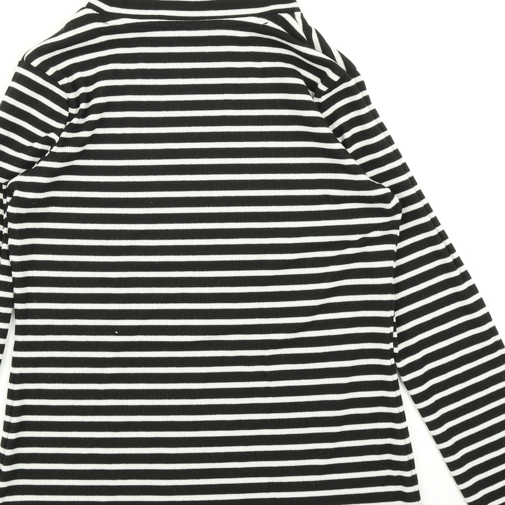 NEXT Womens Black Striped  Basic T-Shirt Size 10