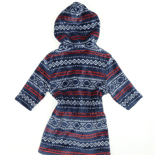M&S Boys Blue Fair Isle  Kimono Robe Size 12-18 Months