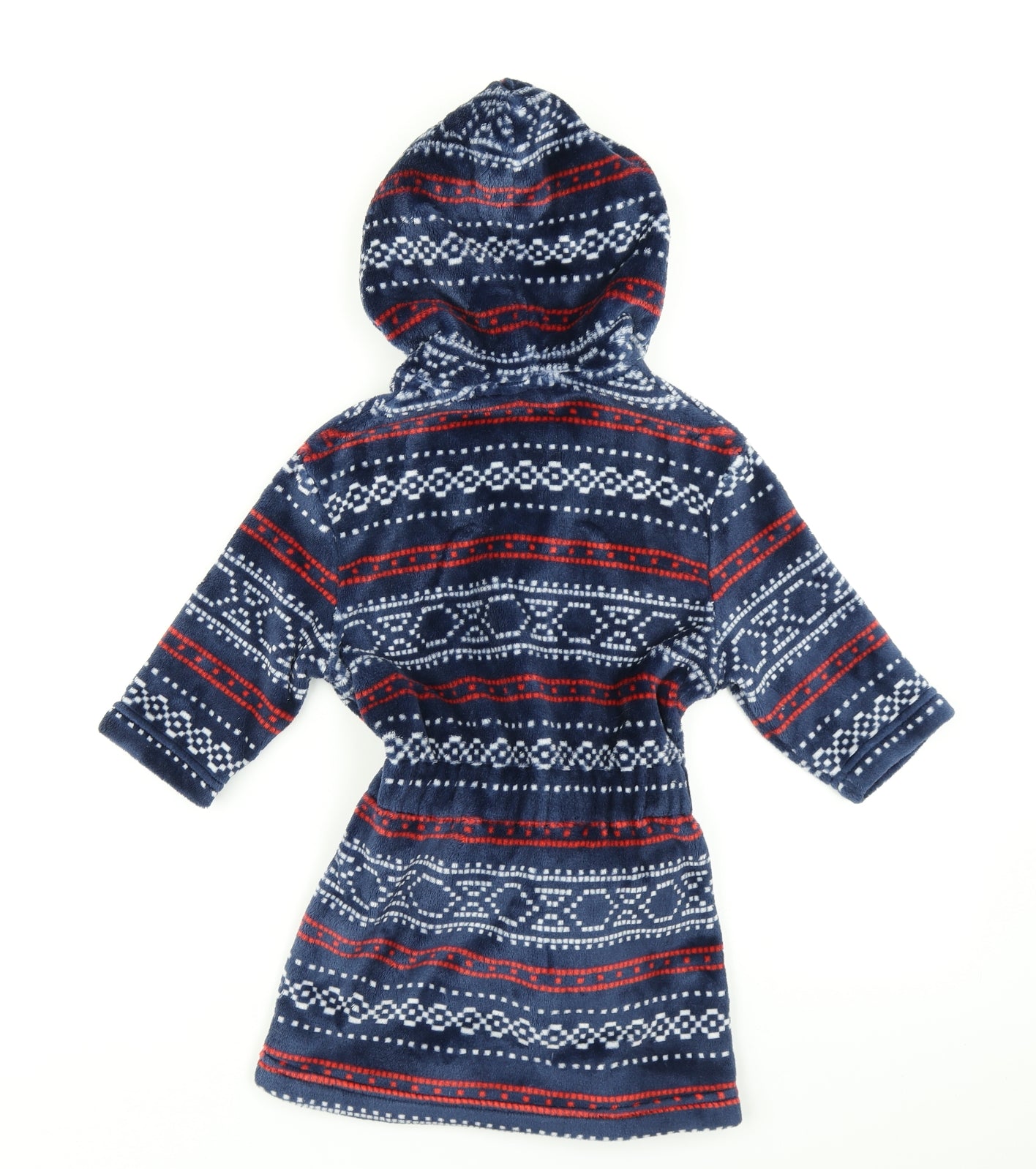 M&S Boys Blue Fair Isle  Kimono Robe Size 12-18 Months