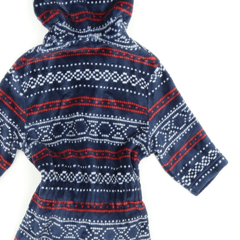 M&S Boys Blue Fair Isle  Kimono Robe Size 12-18 Months