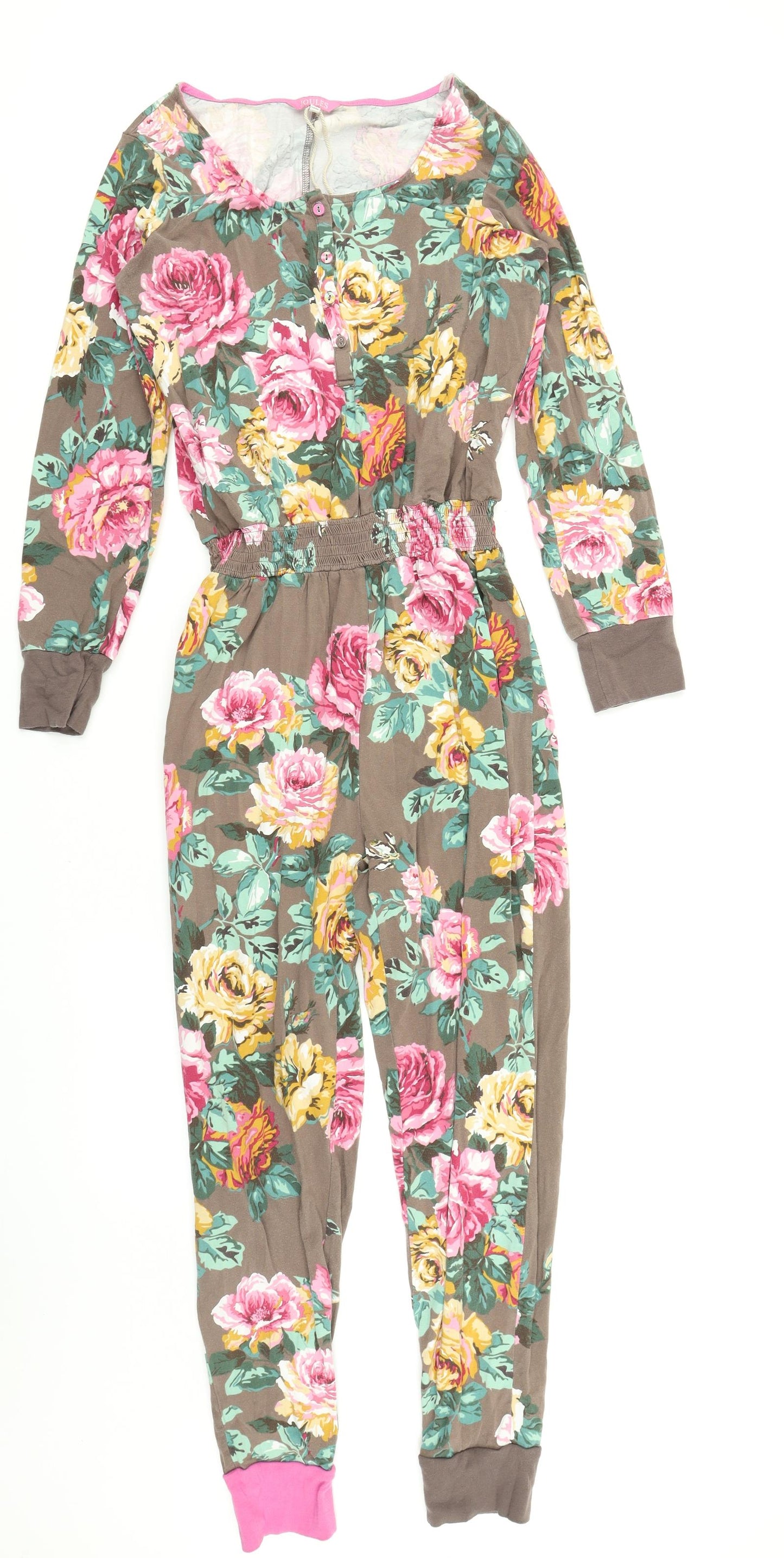 Joules Womens Brown Floral  Top One Piece Size 14