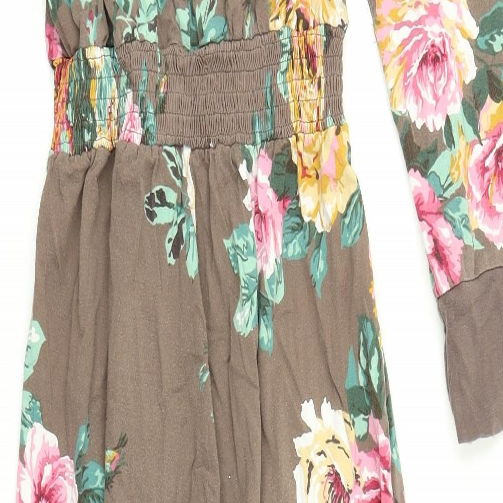 Joules Womens Brown Floral  Top One Piece Size 14