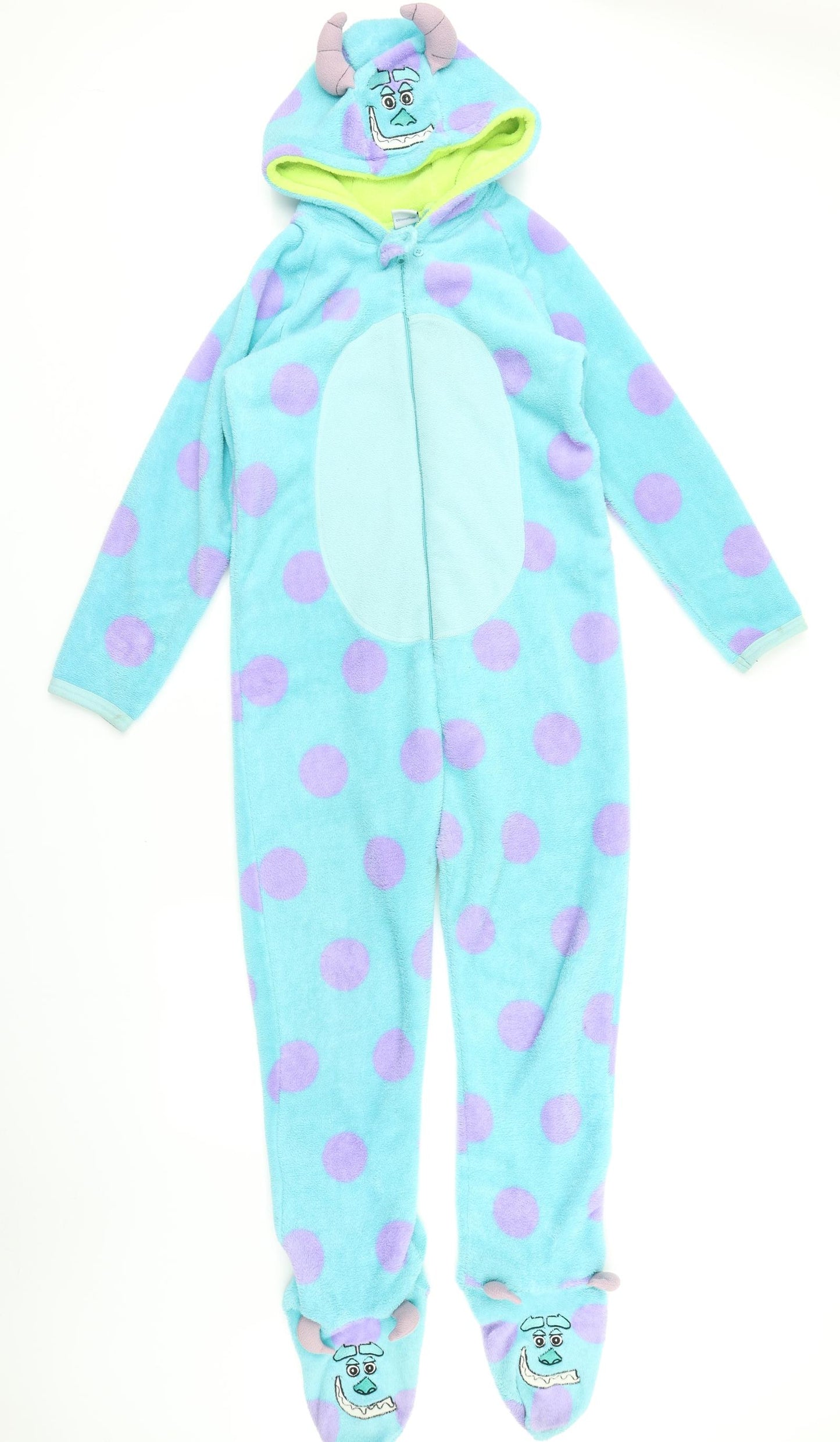 Primark Essentials Boys Blue Spotted Fleece  One Piece Size 11-12 Years  - Sully Monsters Inc