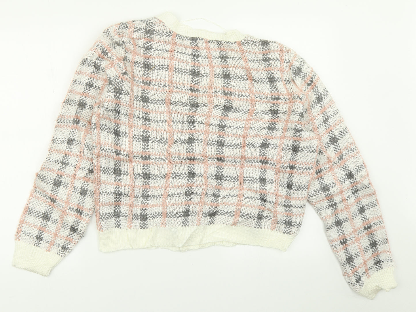 Primark Womens Pink Plaid Knit Cardigan Jumper Size XL