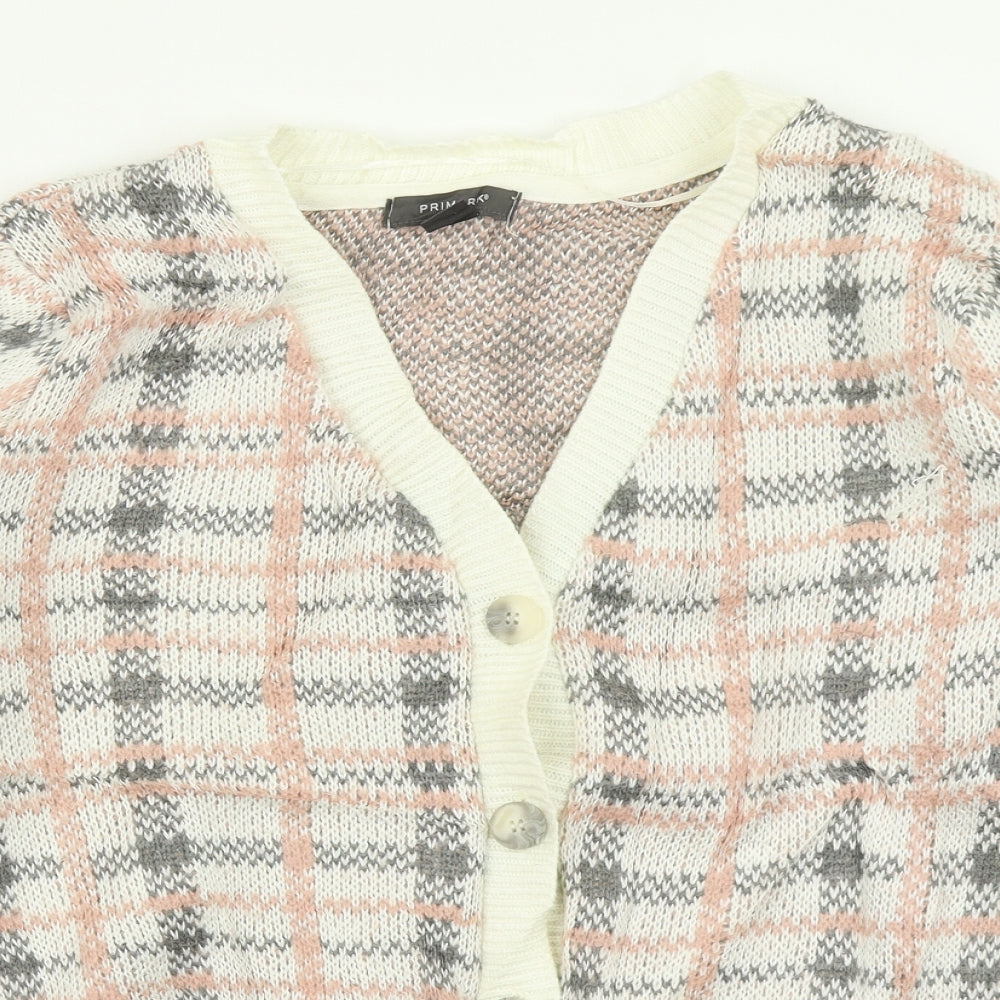 Primark Womens Pink Plaid Knit Cardigan Jumper Size XL