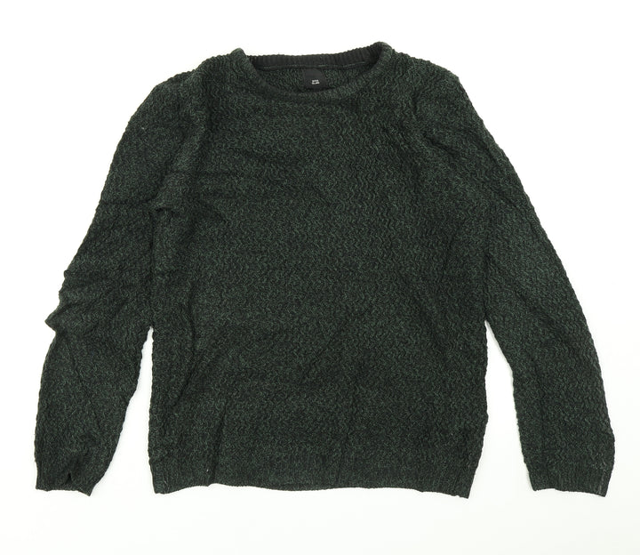 River Island Mens Green Knit Pullover Jumper Size S