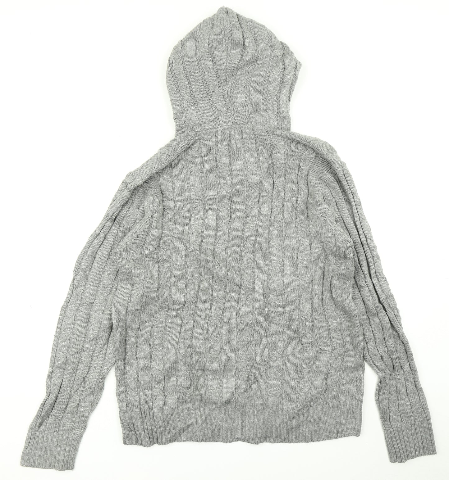 Blue Petrol Mens Grey  Knit Pullover Hoodie Size 2XL