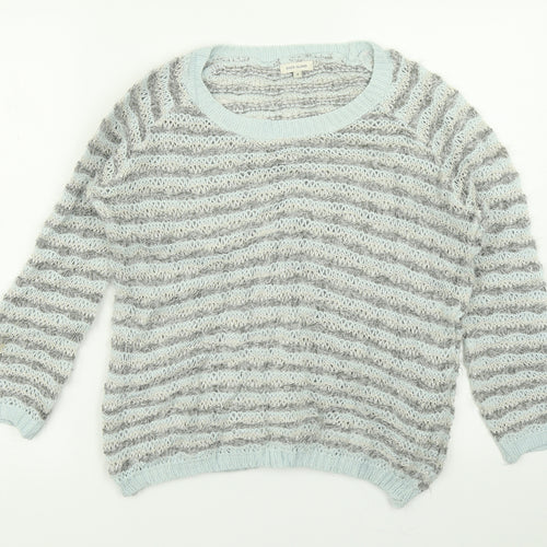 River Island Womens Blue Striped Knit Pullover Jumper Size 8