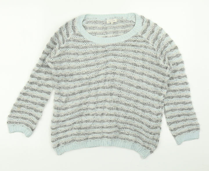 River Island Womens Blue Striped Knit Pullover Jumper Size 8