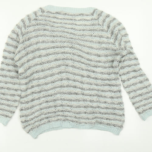River Island Womens Blue Striped Knit Pullover Jumper Size 8