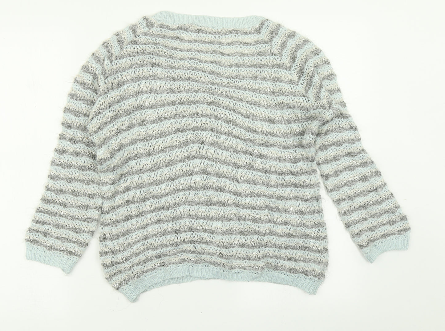 River Island Womens Blue Striped Knit Pullover Jumper Size 8