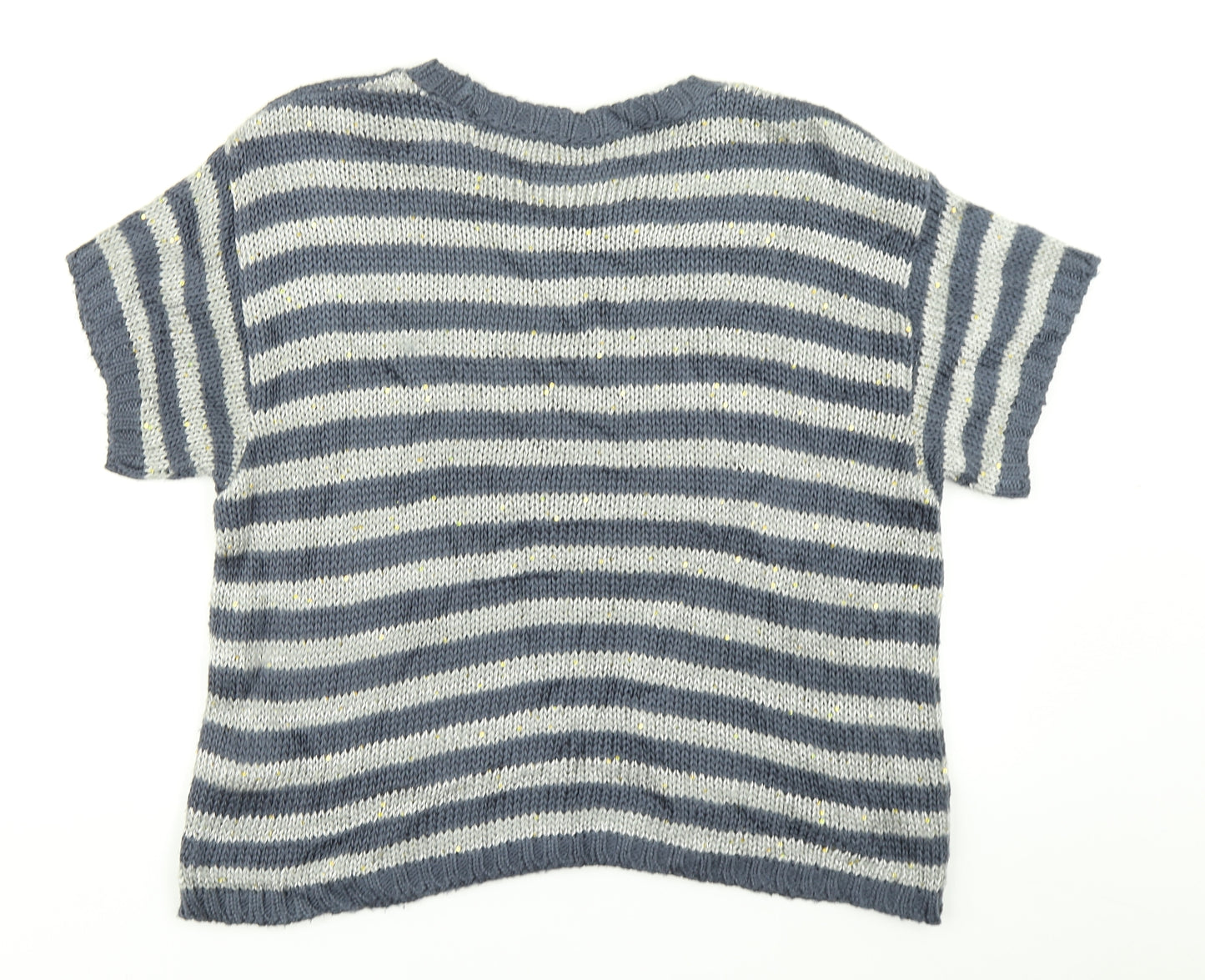 M&S Woman Womens Blue Striped Knit Pullover Jumper Size 18