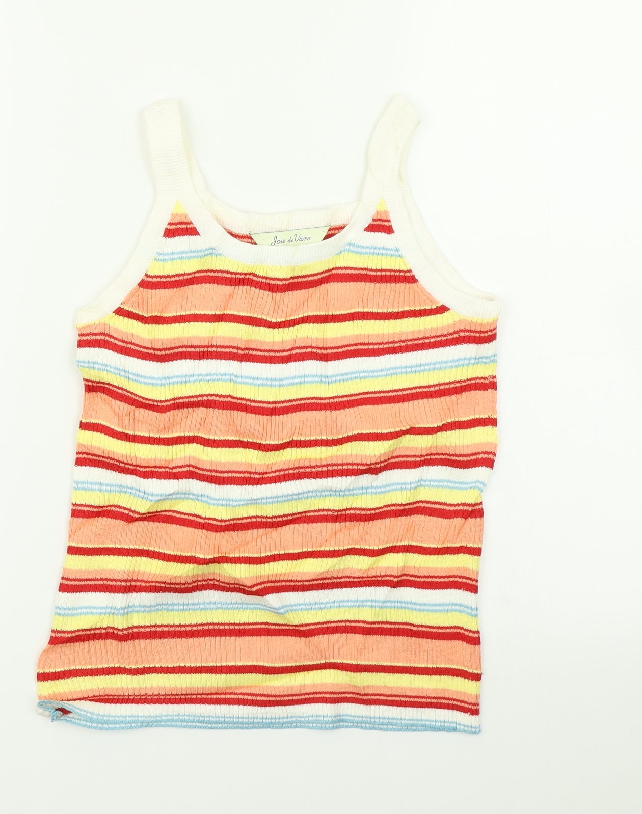 Joie De Vivre Womens Orange Striped Knit Basic Tank Size S