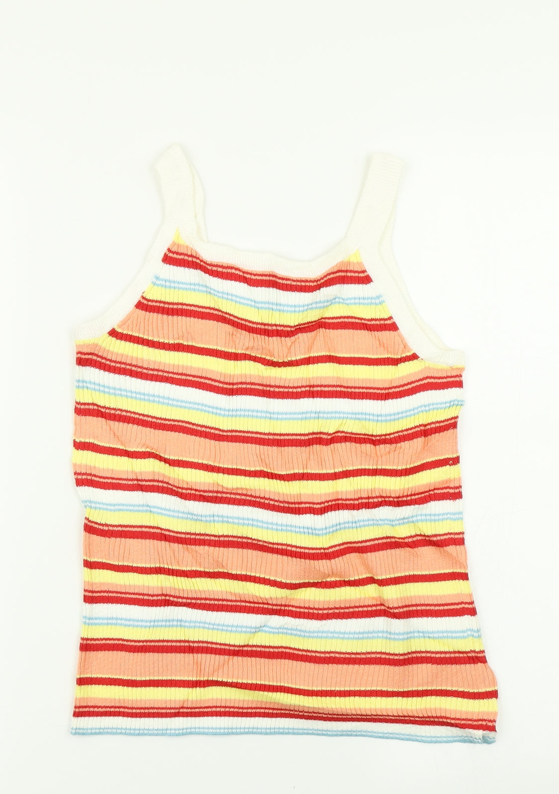 Joie De Vivre Womens Orange Striped Knit Basic Tank Size S