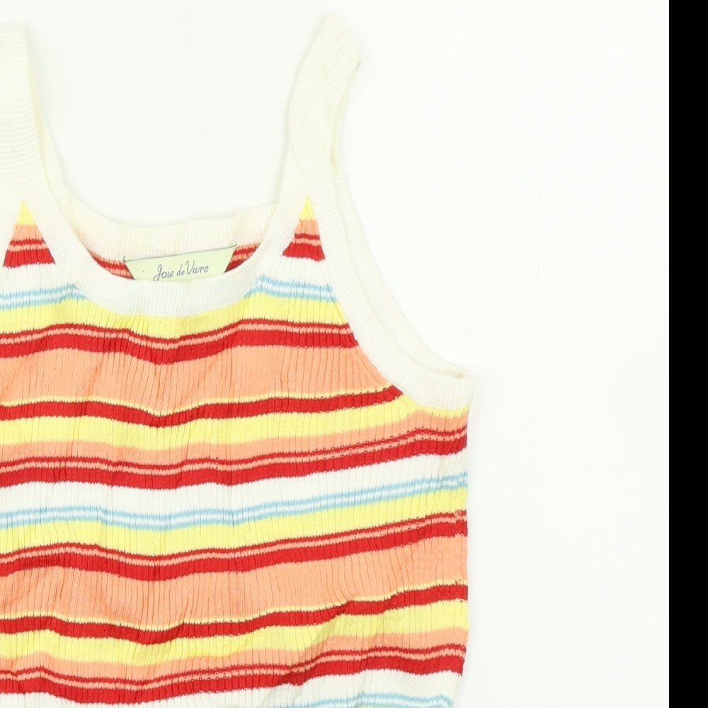 Joie De Vivre Womens Orange Striped Knit Basic Tank Size S