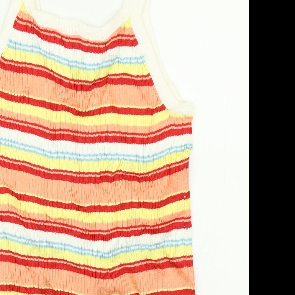 Joie De Vivre Womens Orange Striped Knit Basic Tank Size S
