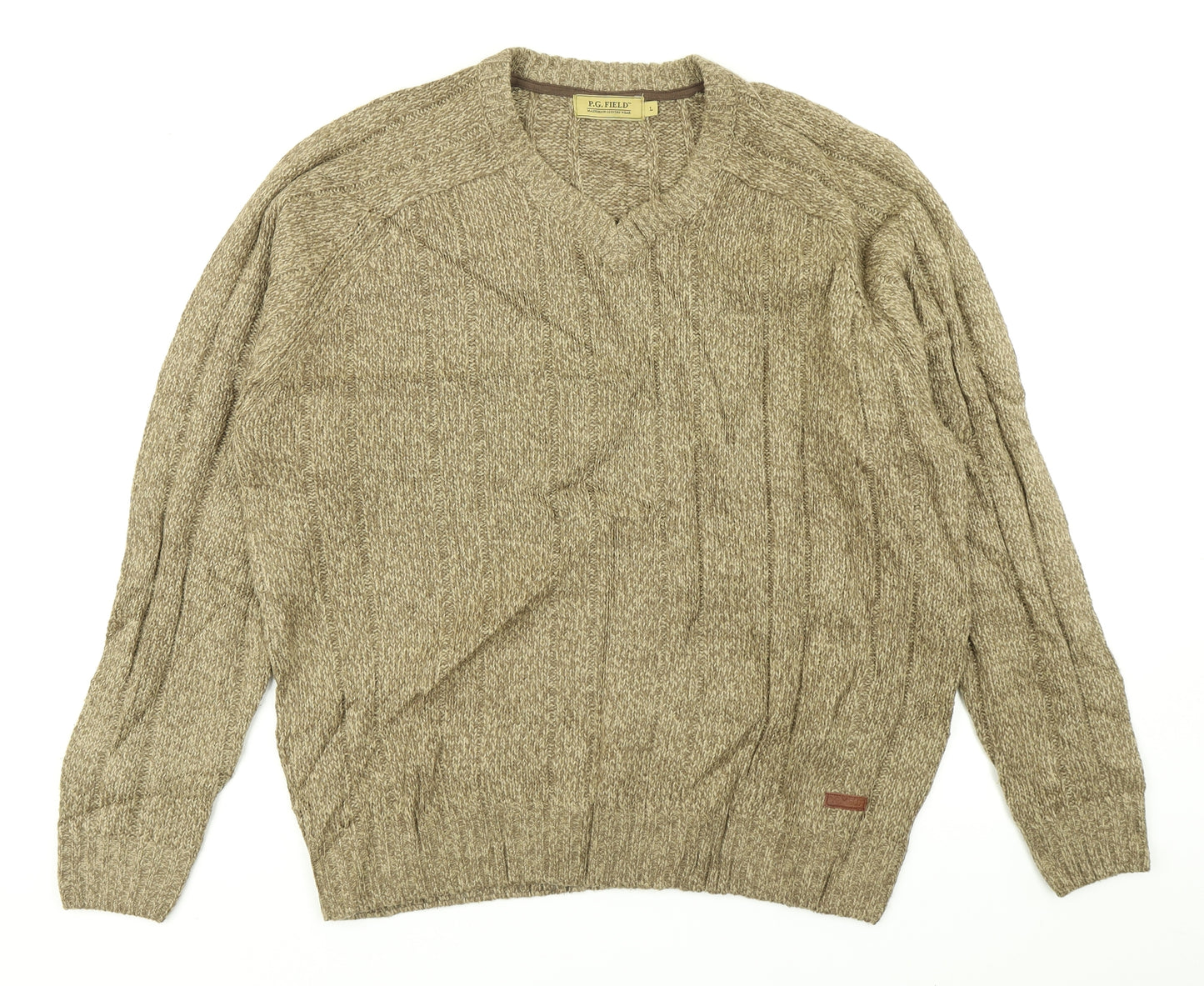 P.G Fields Mens Brown  Knit Pullover Jumper Size L