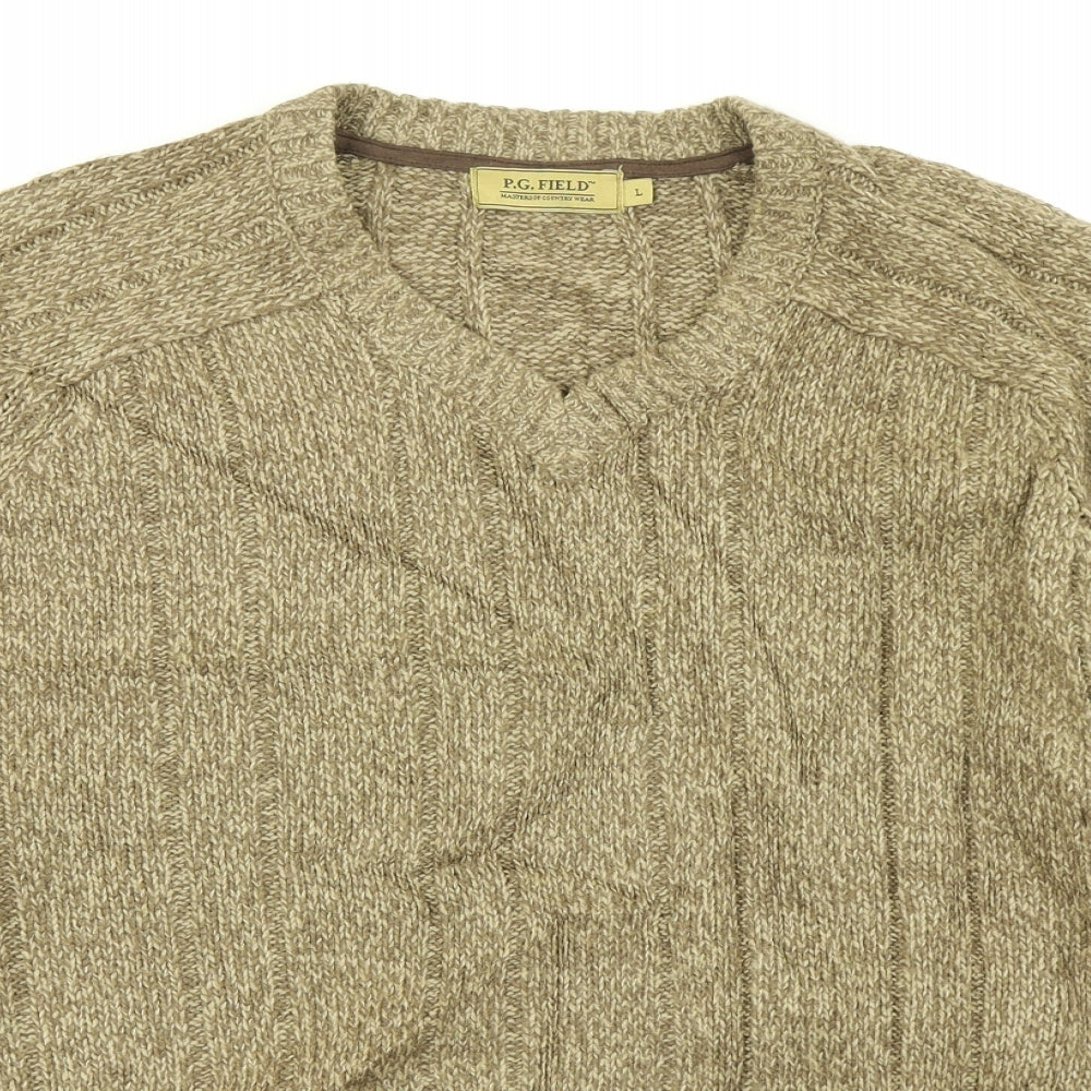 P.G Fields Mens Brown  Knit Pullover Jumper Size L