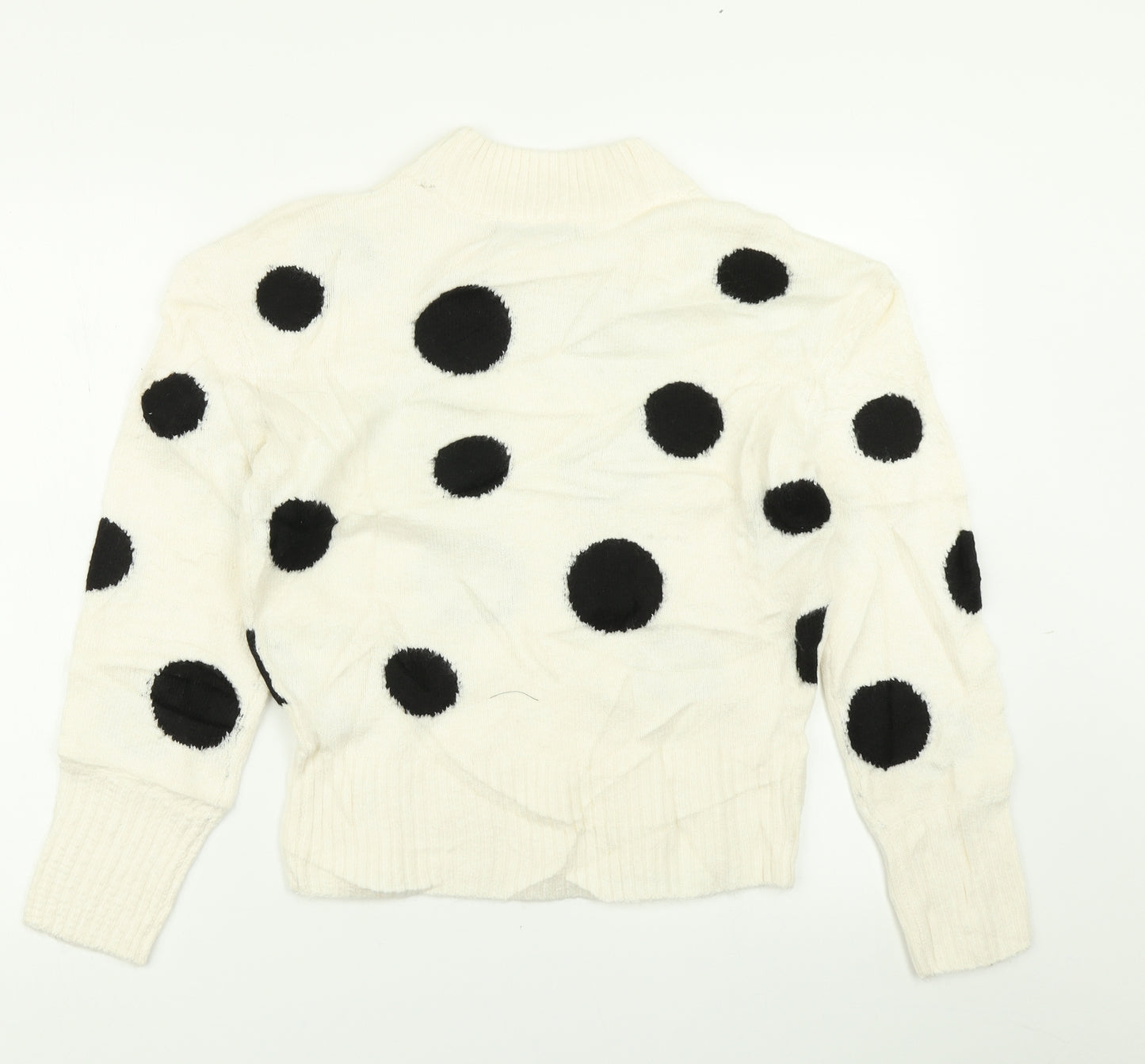 M&S collection Womens White Polka Dot Knit Pullover Jumper Size XS