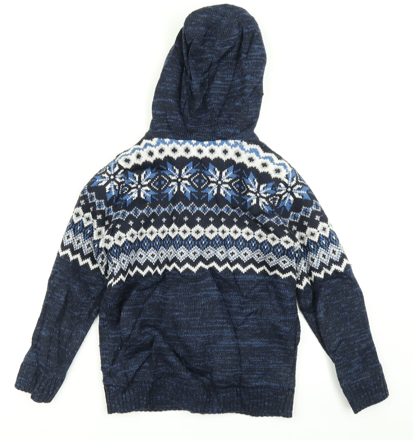 TU Boys Black Fair Isle Knit Cardigan Jumper Size 9 Years