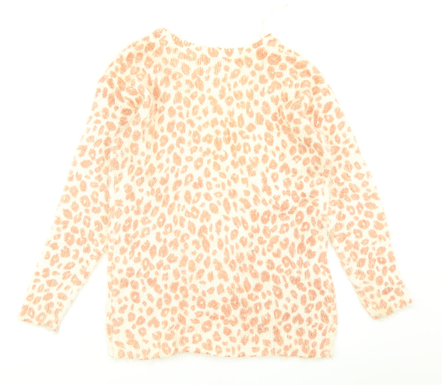 TU Womens Pink Animal Print Knit Cardigan Jumper Size 10