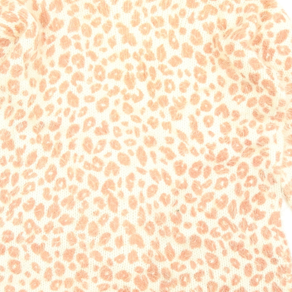 TU Womens Pink Animal Print Knit Cardigan Jumper Size 10