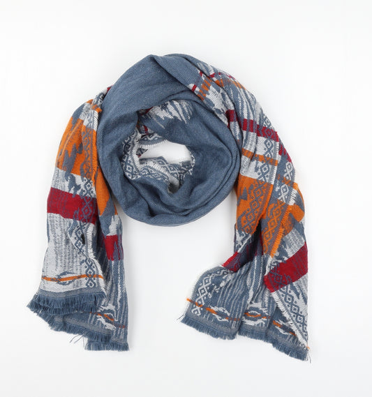 Front view of Preworn women’s blue knit scarf