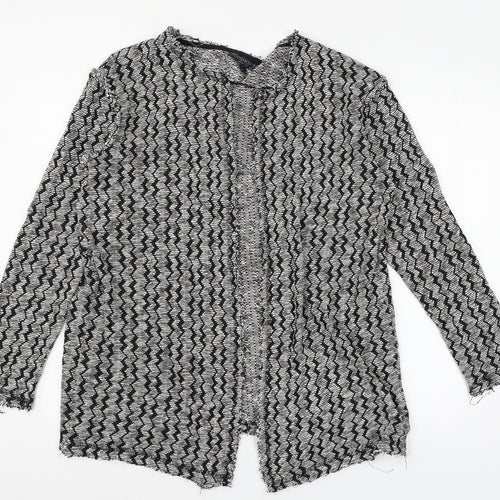 Topshop Womens Grey Striped Knit Cardigan Jumper Size 12