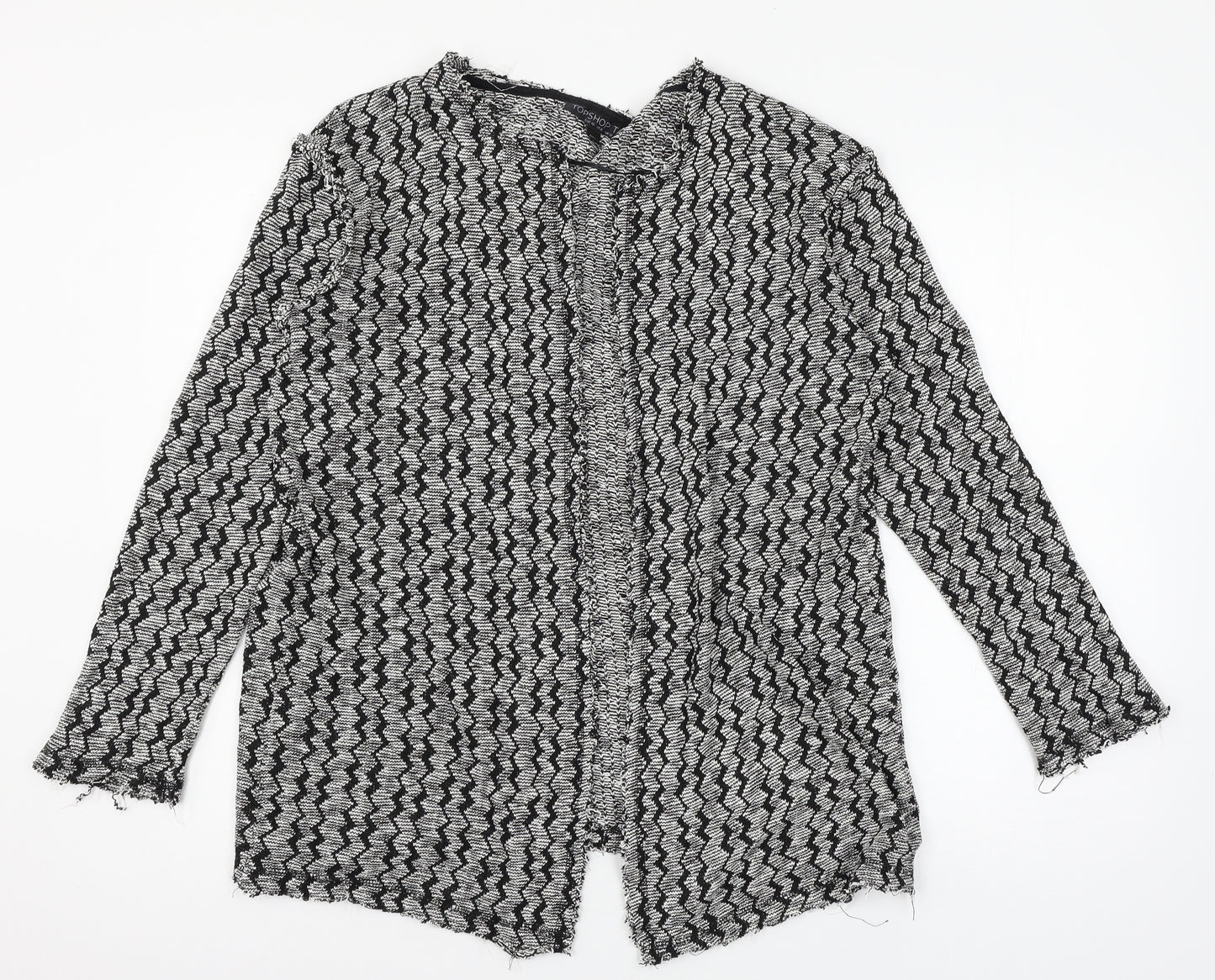 Topshop Womens Grey Striped Knit Cardigan Jumper Size 12