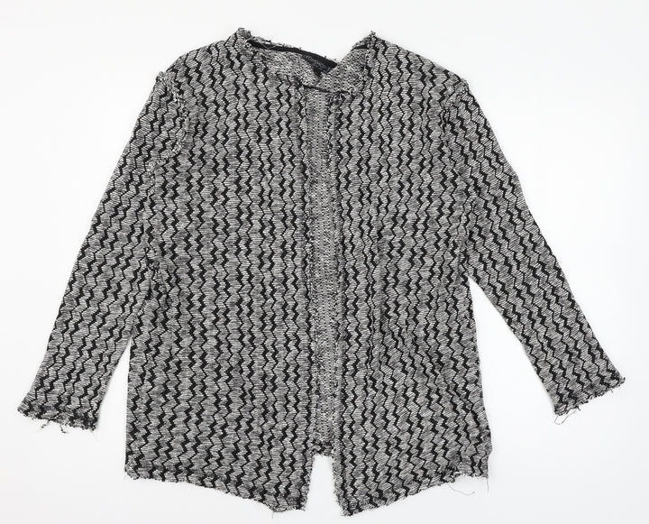 Topshop Womens Grey Striped Knit Cardigan Jumper Size 12