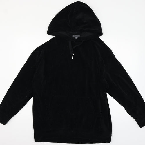 Primark Womens Black  Velour Pullover Hoodie Size 10