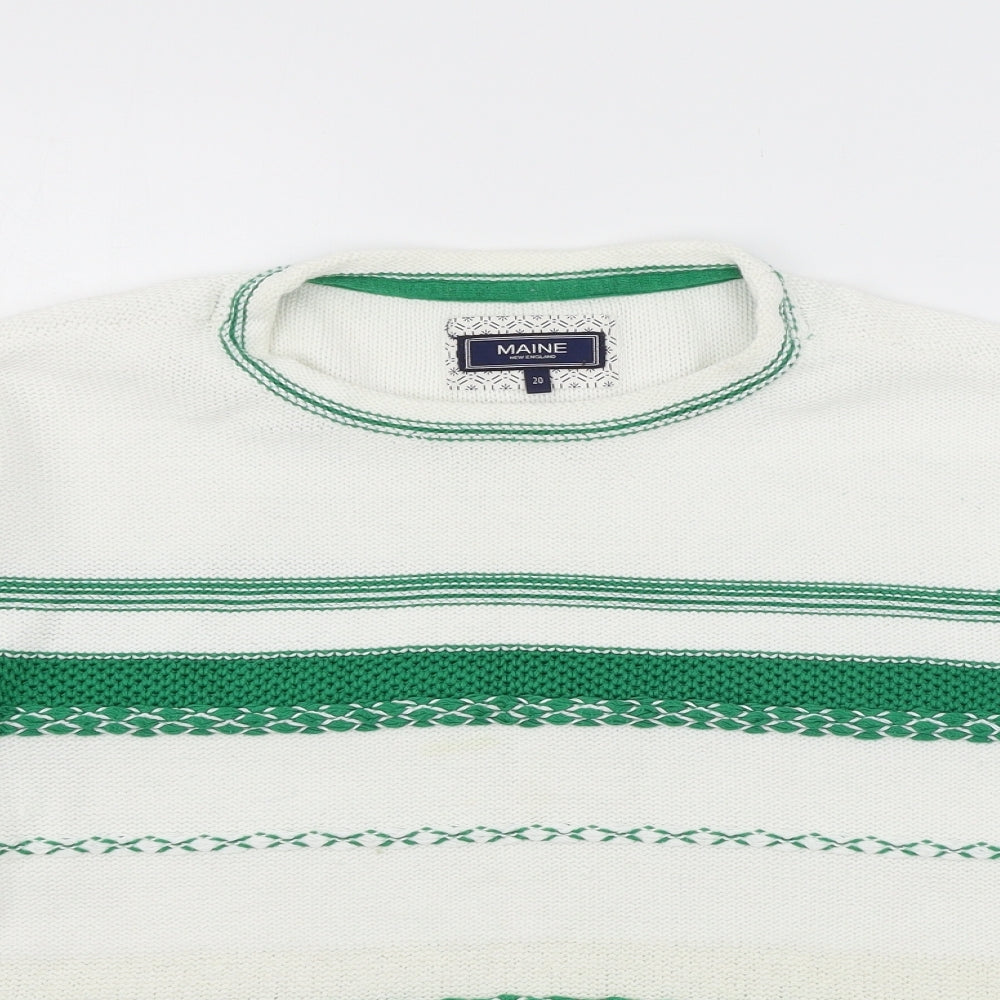 Maine Womens White Striped Knit Pullover Jumper Size 20