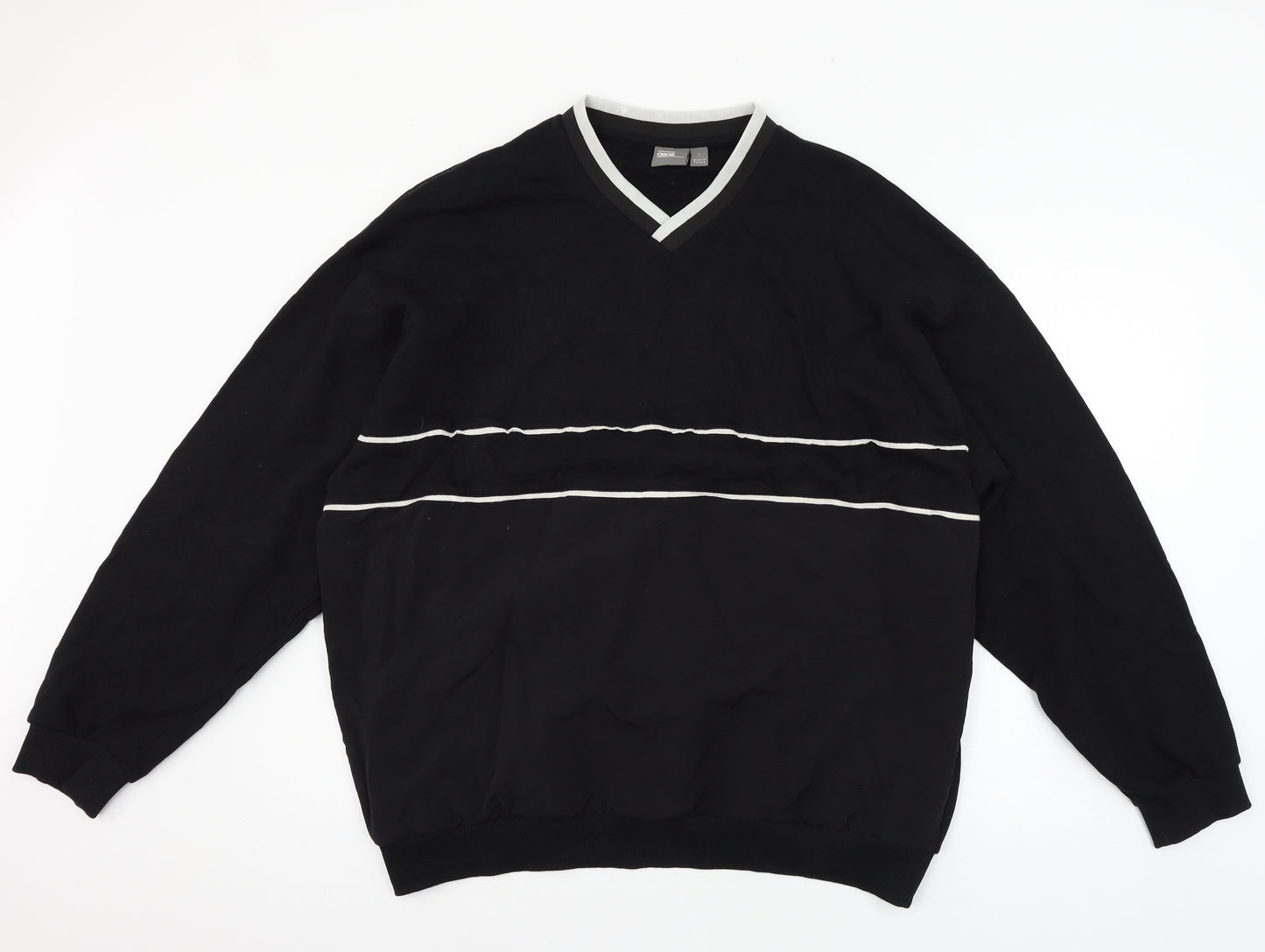 ASOS Mens Black Striped Jersey Pullover Sweatshirt Size M