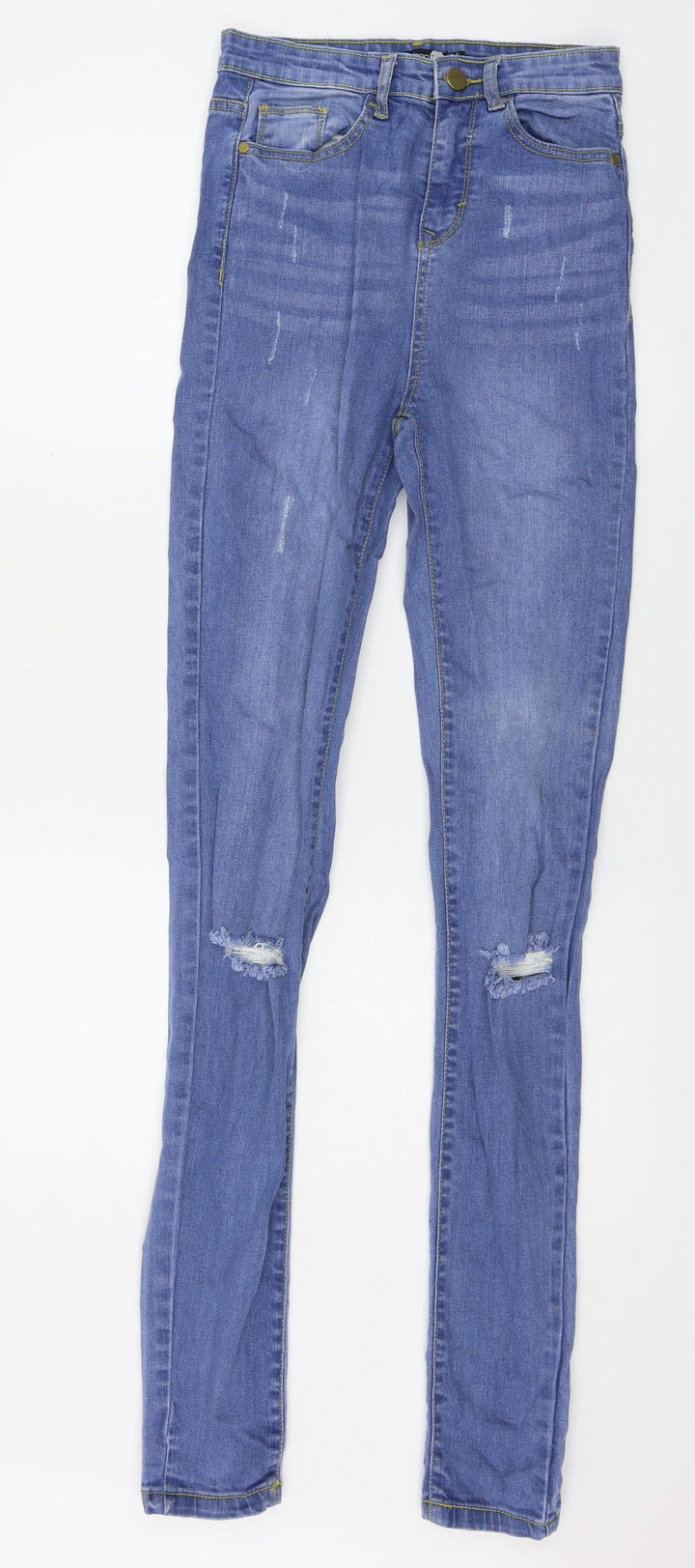 Boohoo Womens Blue Denim Skinny Jeans Size 8 L34 in
