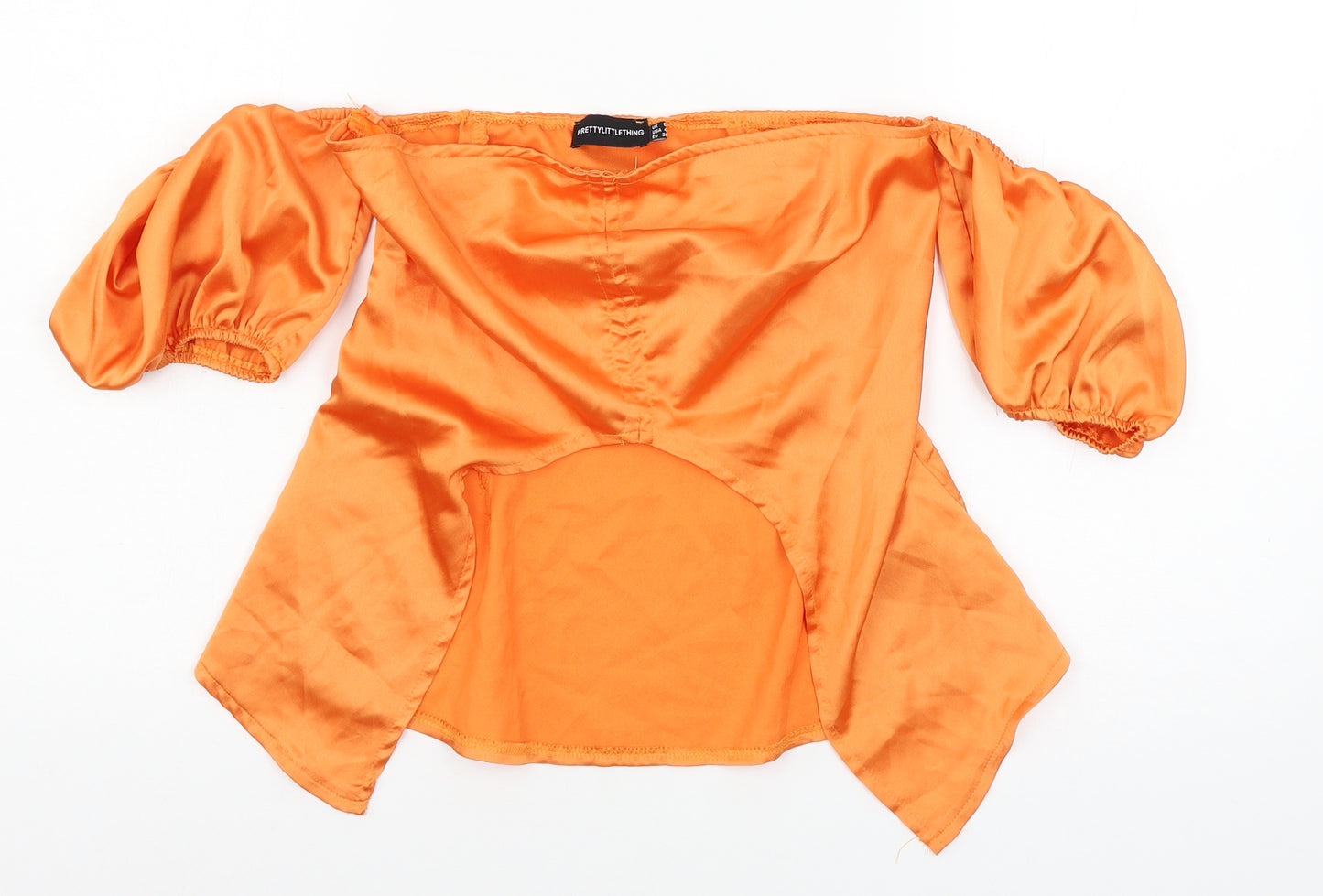 PRETTYLITTLETHING Womens Orange  Satin Basic Blouse Size 8