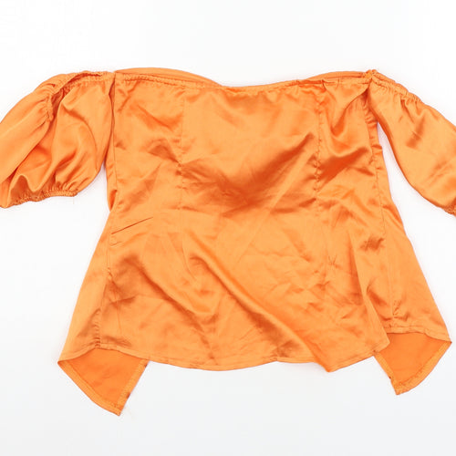 PRETTYLITTLETHING Womens Orange  Satin Basic Blouse Size 8