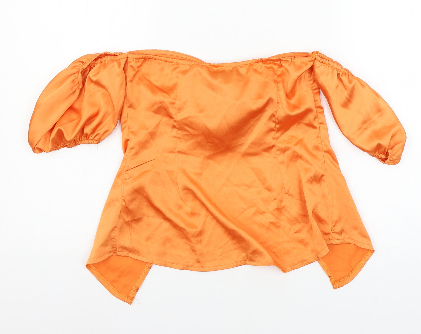PRETTYLITTLETHING Womens Orange  Satin Basic Blouse Size 8