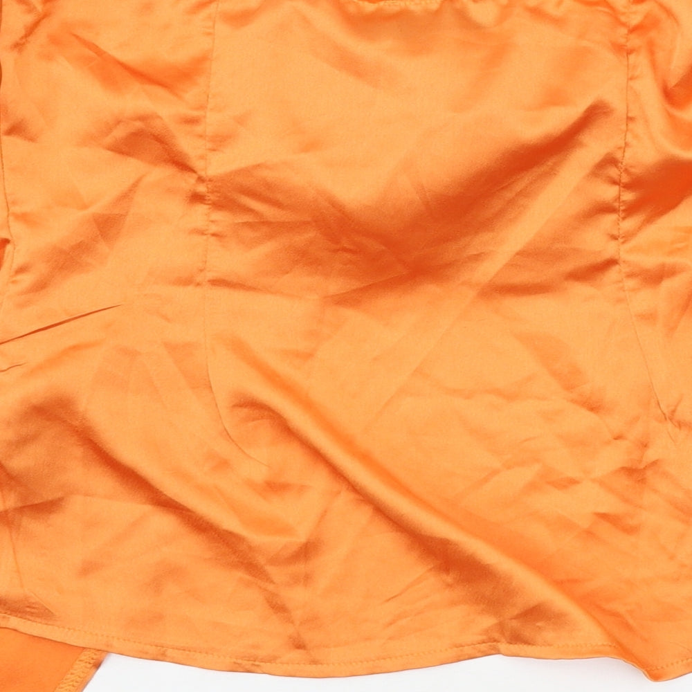 PRETTYLITTLETHING Womens Orange  Satin Basic Blouse Size 8